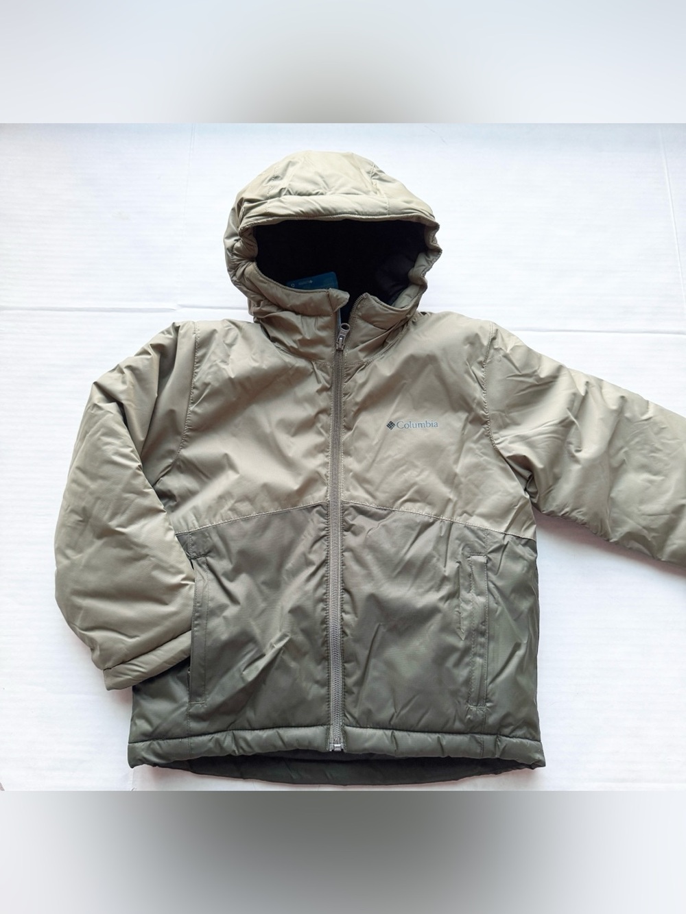 Columbia Boy's New Wind Chiller Insulated Hooded Jacket in 2 Tone Green NWT